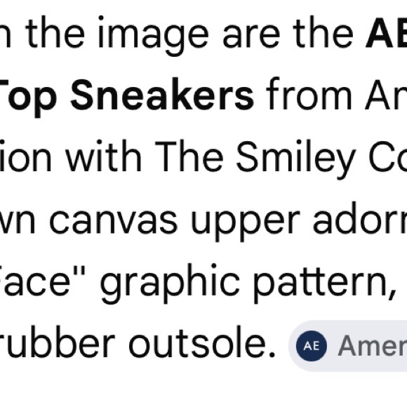 American Eagle Brown Canvas High-Top Sneakers with White Smiley Print - Picture 3 of 14